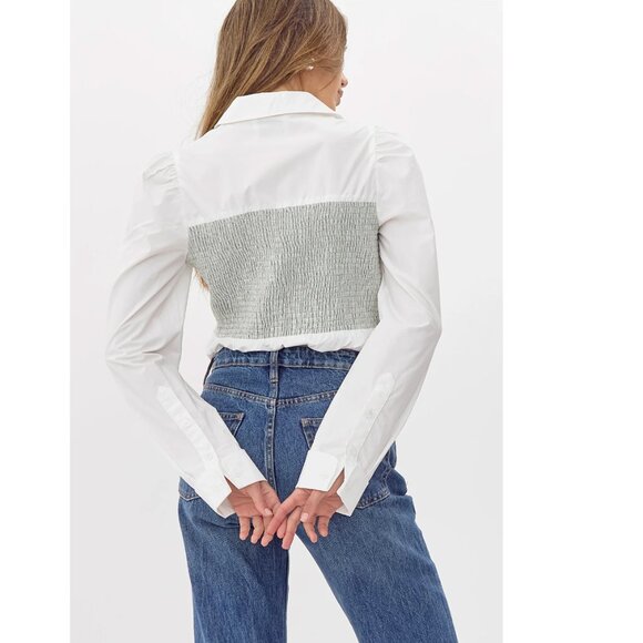 Greylin Nora Smocked Linen Shirt - Picture 5 of 7